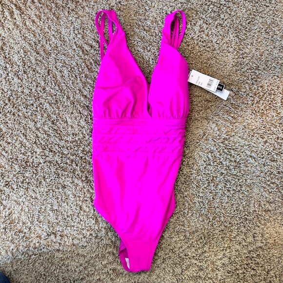 NWT La Blanca Women's Plus Island Goddess Mio One-Piece Swimsuit in Pink Sz 16W - Picture 3 of 6